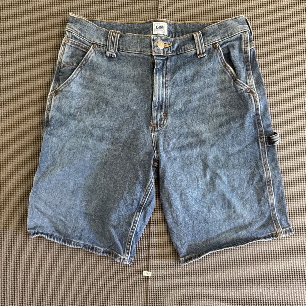 Lee Dungarees Mens Carpenter Denim Shorts Medium Wash Blue 32 112346366